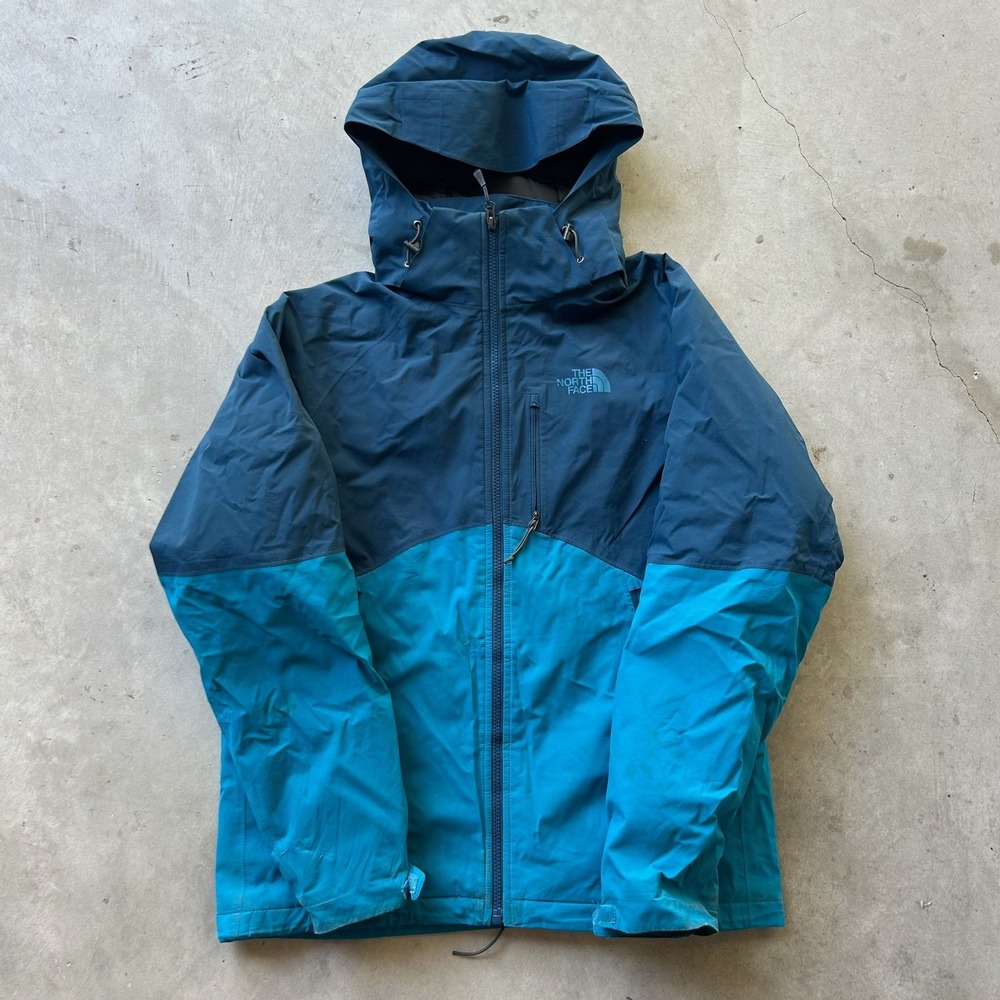 The North Face Mens Blue Hooded Shell Jacket Full Zip Size Small Hiking Gorpcore